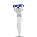 Inel din Argint 925 ( 2.76 grame ) cu Tanzanit AAA și Diamant Alb 2.05 Carate