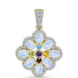 Pandantiv din Argint 925 Placat cu Aur ( 2.25 grame ) cu Piatra Lunii Curcubeu și Ametist Marocan 1.89 Carate