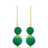 Cercei din Argint 925 Placat cu Aur ( 1.25 grame ) cu Agat Verde 10.37 Carate