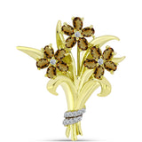 Broşă din Argint 925 Placat cu Aur ( 7.33 grame ) cu Cuarț Coniac și Topaz Alb 2.47 Carate
