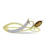 Broşă din Argint 925 Placat cu Aur ( 2.79 grame ) cu Cuarț Coniac și Topaz Alb 0.64 Carate