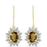 Cercei din Argint 925 Placat cu Aur ( 3.18 grame ) cu Cuarț Coniac și Topaz Alb 3.55 Carate