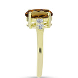 Inel din Argint 925 Placat cu Aur ( 1.91 grame ) cu Cuarț Coniac și Topaz Alb 1.94 Carate