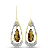 Cercei din Argint 925 Placat cu Aur ( 4.65 grame ) cu Cuarț Coniac și Topaz Alb 5.1 Carate