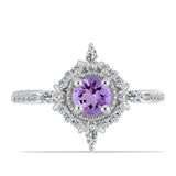 Inel din Argint 925 ( 2.31 grame ) cu Ametist Rose de France și Zircon Alb 0.84 Carate