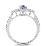 Inel din Argint 925 ( 2.31 grame ) cu Ametist Rose de France și Zircon Alb 0.84 Carate