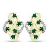 Cercei din Argint 925 Placat cu Aur ( 5.3 grame ) cu Agat Verde și Topaz Alb 1.75 Carate