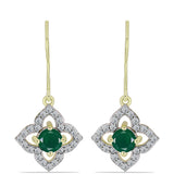 Cercei din Argint 925 Placat cu Aur ( 3.03 grame ) cu Agat Verde și Topaz Alb 1.45 Carate