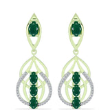 Cercei din Argint 925 Placat cu Aur ( 5.19 grame ) cu Agat Verde și Topaz Alb 2.4 Carate