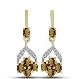 Cercei din Argint 925 Placat cu Aur ( 3.45 grame ) cu Cuarț Coniac și Topaz Alb 1.8 Carate