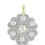 Pandantiv din Argint 925 Placat cu Aur ( 3.86 grame ) cu Perlă de Apă Dulce Albă și Topaz Alb 3.07 Carate