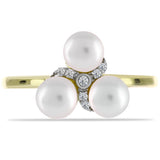 Inel din Argint 925 Placat cu Aur ( 2.51 grame ) cu Perlă de Apă Dulce Albă și Topaz Alb 3.38 Carate