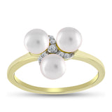 Inel din Argint 925 Placat cu Aur ( 2.51 grame ) cu Perlă de Apă Dulce Albă și Topaz Alb 3.38 Carate