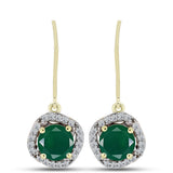 Cercei din Argint 925 Placat cu Aur ( 2.88 grame ) cu Agat Verde și Topaz Alb 2.39 Carate