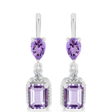 Cercei din Argint 925 ( 3.47 grame ) cu Ametist Rose de France și Topaz Alb 2.69 Carate