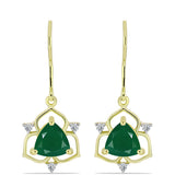 Cercei din Argint 925 Placat cu Aur ( 2.5 grame ) cu Agat Verde și Topaz Alb 2.22 Carate