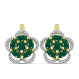Cercei din Argint 925 Placat cu Aur ( 3.92 grame ) cu Agat Verde și Topaz Alb 2.16 Carate