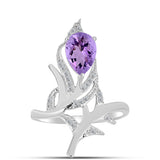 Inel din Argint 925 ( 3.42 grame ) cu Ametist Rose de France și Topaz Alb 1.84 Carate