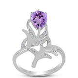 Inel din Argint 925 ( 3.42 grame ) cu Ametist Rose de France și Topaz Alb 1.84 Carate