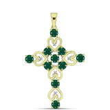 Cruce Pandantiv din Argint 925 Placat cu Aur ( 3.32 grame ) cu Agat Verde și Topaz Alb 2.27 Carate