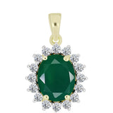 Pandantiv din Argint 925 Placat cu Aur ( 1.4 grame ) cu Agat Verde și Topaz Alb 2.92 Carate