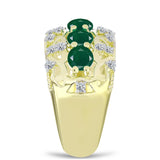 Inel din Argint 925 Placat cu Aur ( 4.15 grame ) cu Agat Verde și Topaz Alb 1.44 Carate