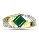 Inel din Argint 925 Placat cu Aur ( 3.34 grame ) cu Agat Verde și Topaz Alb 1.19 Carate