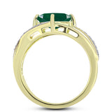 Inel din Argint 925 Placat cu Aur ( 3.34 grame ) cu Agat Verde și Topaz Alb 1.19 Carate