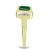 Inel din Argint 925 Placat cu Aur ( 3.12 grame ) cu Agat Verde și Topaz Alb 1.71 Carate
