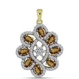 Pandantiv din Argint 925 Placat cu Aur ( 3.62 grame ) cu Cuarț Coniac și Topaz Alb 2.74 Carate