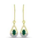 Cercei din Argint 925 Placat cu Aur ( 2.51 grame ) cu Agat Verde și Topaz Alb 0.47 Carate