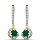 Cercei din Argint 925 Placat cu Aur ( 3.32 grame ) cu Agat Verde și Topaz Alb 1.27 Carate