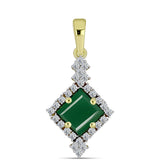 Pandantiv din Argint 925 Placat cu Aur ( 1.7 grame ) cu Agat Verde și Topaz Alb 2.14 Carate
