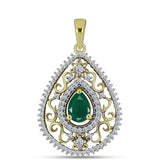 Pandantiv din Argint 925 Placat cu Aur ( 2.72 grame ) cu Agat Verde și Topaz Alb 1.28 Carate