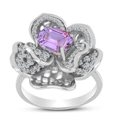 Inel din Argint 925 ( 7.52 grame ) cu Ametist Rose de France și Topaz Alb 3.23 Carate