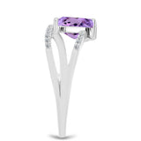 Inel din Argint 925 ( 2.43 grame ) cu Ametist Rose de France și Topaz Alb 1.88 Carate