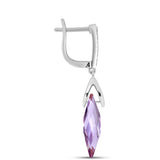 Cercei din Argint 925 ( 2.94 grame ) cu Ametist Rose de France și Topaz Alb 8.3 Carate