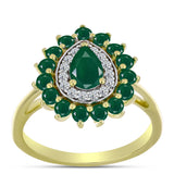 Inel din Argint 925 Placat cu Aur ( 3.57 grame ) cu Agat Verde și Topaz Alb 1.79 Carate
