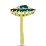 Inel din Argint 925 Placat cu Aur ( 3.57 grame ) cu Agat Verde și Topaz Alb 1.79 Carate