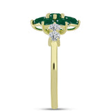 Inel din Argint 925 Placat cu Aur ( 2.36 grame ) cu Agat Verde și Topaz Alb 1.98 Carate