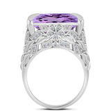 Inel din Argint 925 ( 6.73 grame ) cu Ametist Rose de France și Topaz Alb 15.97 Carate