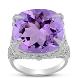 Inel din Argint 925 ( 6.73 grame ) cu Ametist Rose de France și Topaz Alb 15.97 Carate