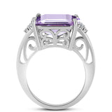 Inel din Argint 925 ( 6.46 grame ) cu Ametist Rose de France și Topaz Alb 16.08 Carate