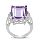 Inel din Argint 925 ( 6.46 grame ) cu Ametist Rose de France și Topaz Alb 16.08 Carate