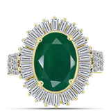 Inel din Argint 925 Placat cu Aur ( 5.51 grame ) cu Agat Verde și Zircon Alb 8.69 Carate
