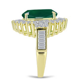 Inel din Argint 925 Placat cu Aur ( 5.51 grame ) cu Agat Verde și Zircon Alb 8.69 Carate
