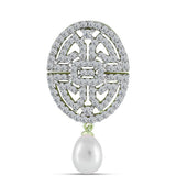 Pandantiv din Argint 925 Placat cu Aur ( 2.46 grame ) cu Perlă de Apă Dulce Albă și Topaz Alb 2.83 Carate
