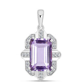 Pandantiv din Argint 925 ( 2.28 grame ) cu Ametist Rose de France și Topaz Alb 4.05 Carate