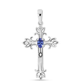 Cruce Pandantiv din Argint 925 ( 2.04 grame ) cu Tanzanit AAA și Diamant Alb 0.25 Carate