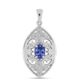 Pandantiv din Argint 925 ( 2.25 grame ) cu Tanzanit AAA și Diamant Alb 0.9 Carate